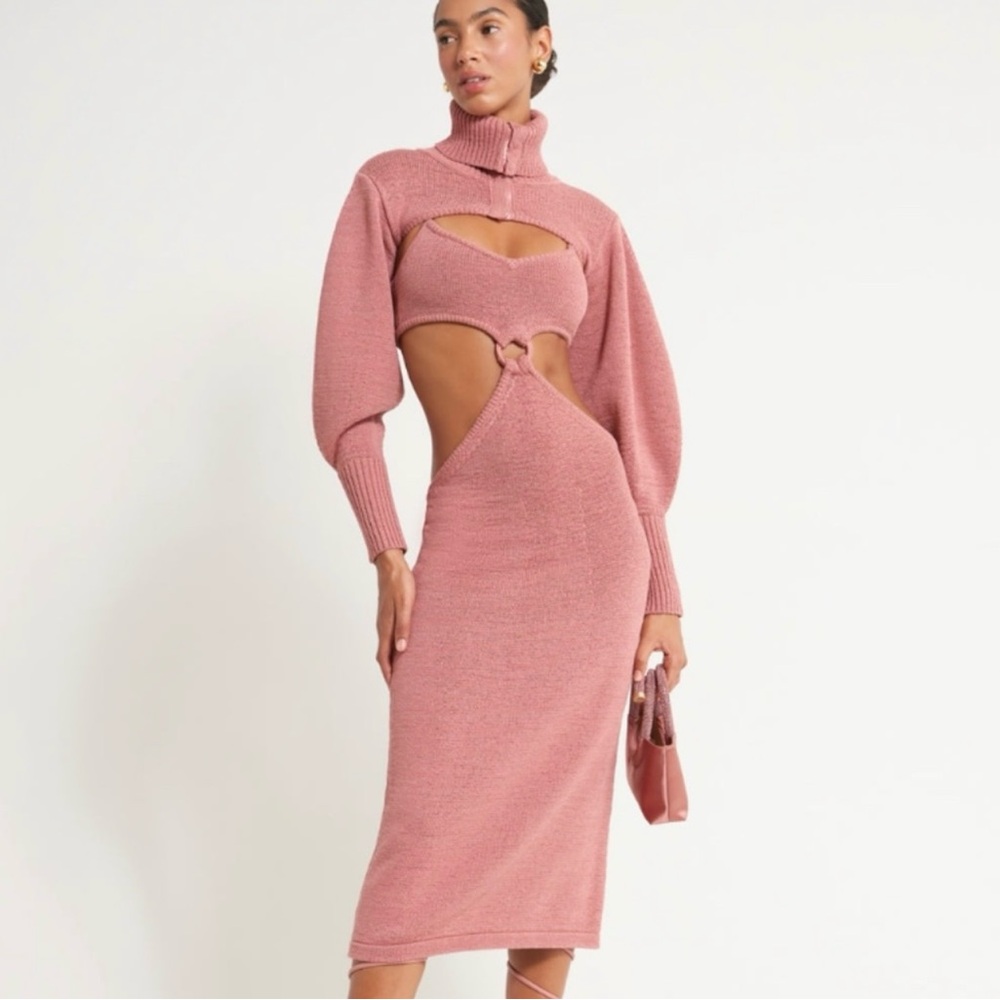 Cult Gaia Pink Long Sleeve Dress